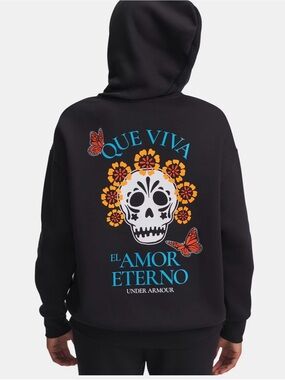 Under Armour Black Hoodie with Colorful Day of the Dead Graphic